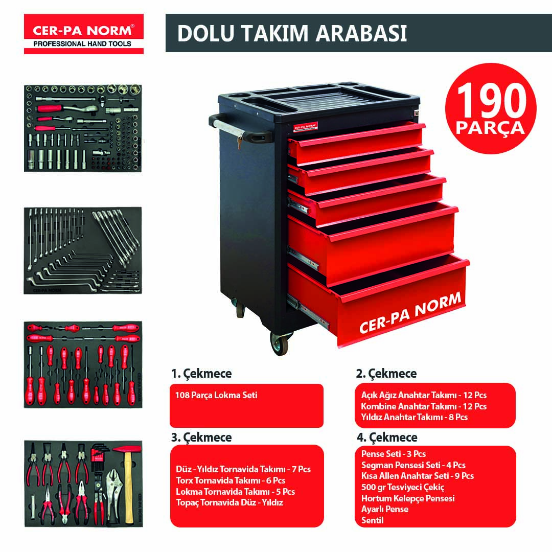 190 Parça Dolu Takım Arabası